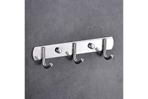 RAPECOTT Appendiabiti a Parete con Ganci Portasciugamani Bagno Porta Accappatoio Attaccapanni da Muro per Cucina Acciaio Inox 304 per Bagno/Gancio per Cucina e Bagno (Foratura, 3 ganci spazzolato)