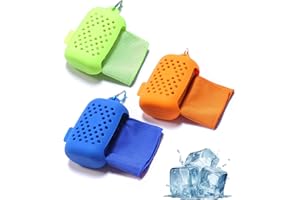 EasyULT Kühlhandtuch [3 Stück], Handtuch aus Mikrofaser, Sporthandtuch, schnelltrocknend, kühl, Handtuch für Sport, Reisen, Strand, Camping etc. (Orange Blau Grün)