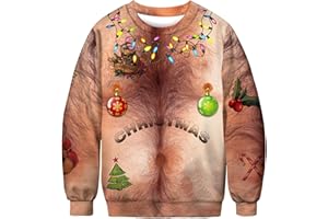 LUCKME Ugly Christmas Jumpers,Women Men 3D Christmas Sweatshirt Novelty Funny Xmas Elf Jumper Crewneck Pullover Long Sleeve Tops UK Size