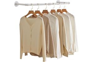 IBUYKE Perchero de Pared Industrial, Estante de la Ropa del Tubo, 94cm Barra de Ropa para Colgar en la Pared Rústico, para Tienda, Sala de Estar, Gabinete, Dos Bases TYJ001W