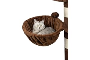 lionto Liegemulde aus weichem Plüsch für Kratzbaum, Ø 40 cm, 25 cm Tiefe, kuschelige Schlafmulde für jeden Katzenbaum mit M8-Gewinde, Stabiler Metallrahmen für kleine und große Katzen, braun