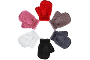 Geyoga 6 Paar Strecken Vollfinger Strick Fäustlinge Baby Fäustlinge Kinder Handschuhe für Jungen Mädchen