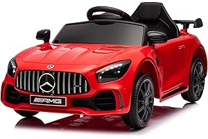 Karlhome 12V Ride on Car, Licensed Mercedes Benz AMG GTR with Parental Remote, 2 Motors Electric Car for Kids to Drive w/Wider Seat, LED Lights, Openable Doors, MP3, Smooth Start, 3 Speeds - Red