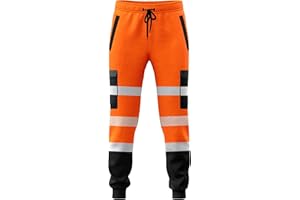 kraftd Men’s Hi Vis Viz Work Trousers Jogging Bottoms Reflective Joggers Sweat Pants Safety High Visibility Combat Trouser Workwear Jogger