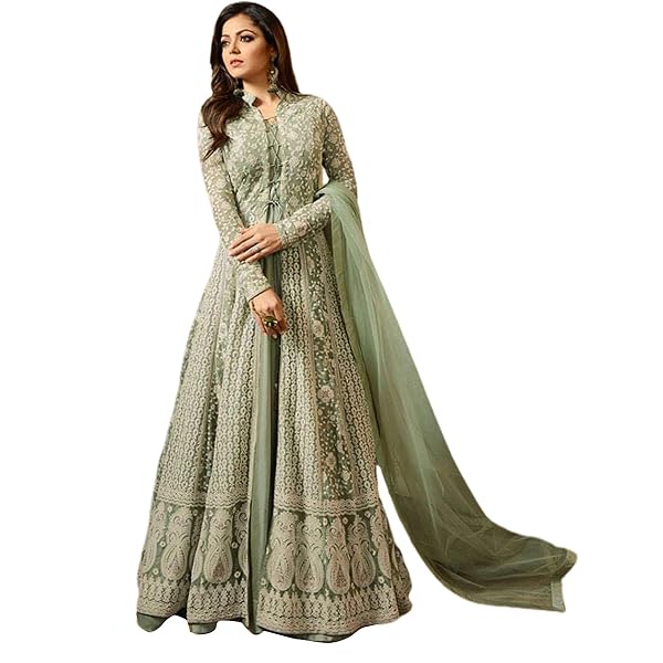 Skyview Women's Anarkali Salwar Kameez - Unstitched Faux Georgette Party Suit With Embroidery