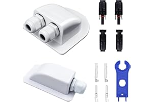 HUAZIZ Blanc Passe-Toit Solaire, Simple en ABS Plaque Passe Toit Solaire+Double Passe câble en ABS Résistant aux Intempéries pour Caravane Bateau Camping Car (2 Pièces)