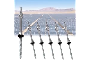 YUANYUU 6 Stück Stockschrauben PV Anlage, Stockschrauben M10 x 200mm, 304 Edelstahl, Stockschrauben Vormontiert Höhenverstellbar, für Photovoltaik Solarbefestigung auf Gebäudedächer