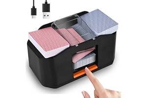 QUICARD 1/2 Decks Rechargeable & Low Noise Card Shuffler, Automatic 2000mAh Battery Shuffler Machine for UNO, Casino Poker, Texas Hold'em, Playing Card Games