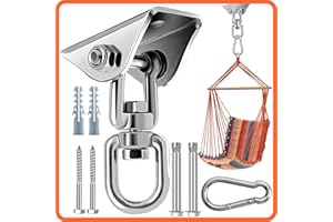 MORZEJAR Heavy Ceiling Hook 360° Rotation Stainless Steel Hook Hammock Hanging Kit for Hammock, Hanging Chair, Boxing Bag, Swing, Air Yoga – Capacity 450 kg
