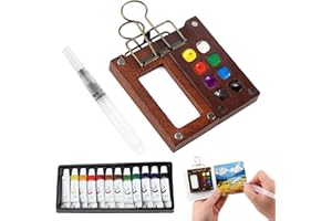 SMCEHEYA Pocket Artist Watercolour Travel Set, Travel Watercolour Paint Palette Set with Metal Clip, Watercolor Pen, Watercolor Paint, Mini Watercolour Paint Set Travel for Painters Artists Students