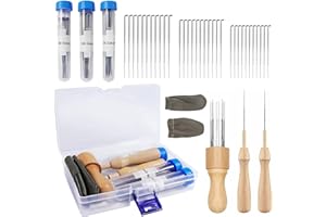 Zyluniy Nadelfilz Set, mit 36 Filznadeln in 3 Größen, Filzset für Wollhandwerk, Filzen Starterset Filznadeln Set zum Trockenfilzen, Filznadelgriff aus Holz, Wollfilzen, DIY Basteln für Anfänger