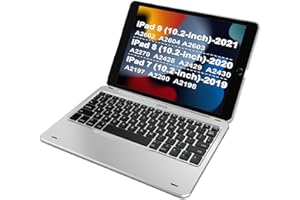 Arteck iPad 9th Gen (10.2-inch, 2021) Keyboard Case, Ultra-Thin Bluetooth Keyboard with Folio Full Protection Case for Apple 10.2-inch iPad 9 (2021) 8 and 7 with 130 Degree Swivel Rotating