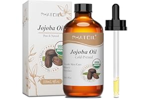 PHATOIL USDA Organic Jojoba Oil 118ml - Cold-Pressed, 100% Pure & Natural Jojoba Oil for Skin, Hair & Body - Moisturizer, Anti-Aging, Carrier Oil for Essential Oils