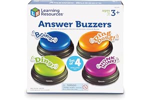 Learning Resources Answer Buzzer 4-Stycken Uppsättning | Tryck, svara och delta i åtgärden med frågesportsspel för att lära sig spel, klassrumsaktiviteter och familjetävlingar