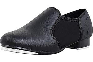 flexdans Black Tap Shoes PU Leather Non-Slip Tip Tap Dance Shoes for Women Man