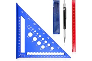 SENBALER 7 inch Speed Square Metric with 14 Types of Drill Holes,Triangle Ruler,Aluminum Alloy Carpenters Measuring Square,Carpentry Tools and Equipment (Blue)