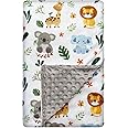 Baby Blanket for Boys Girls Double Layer Soft Plush Minky Blanket with Dotted Backing, Toddler Baby Newborn Blanket Shower Gifts (Cute Animal, 30 X 40 inches)