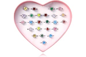 PinkSheep Jewel Rings for Kids 30pc Adjustable No duplication Girl Pretend Play and Dress Up Rings