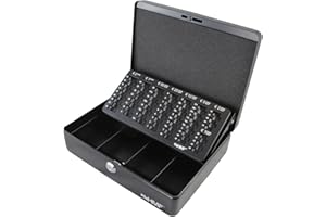 HMF 10015-02 Caisse à Monnaie 30 x 24 x 9 cm, Monnayeur, Noir