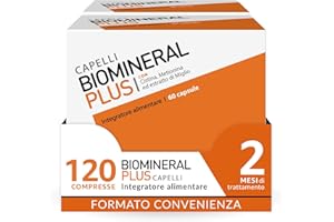 Biomineral Plus Capelli, 120 Compresse, Integratore per Capelli con Cistina, Metionina, Biotina ed estratto di Miglio, 2 Confezioni da 60 Compresse