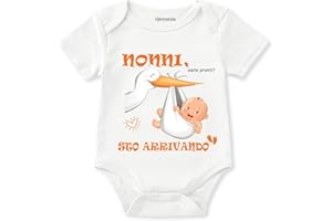 Glimnerize Body Neonato Annuncio Gravidanza 'Diventerò Nonni' - Regalo Rivelazione per Nonni in 100% Cotone Morbido, Vestito Bebè Sorpresa Gravidanza (0-3 Mesi)