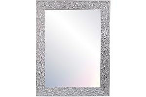 CHELY INTERMARKET, Espejo de Pared 60x80cm (76,50x97cm)(Plateado) MOD-105 Ideal para peluquerías, salón, recibidor, Comedor, Dormitorio y oficinas. Fabricado en España. Material Madera.