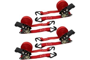 OWSYTOOL Ratchet Straps 4Pack, 800KG Tie Down Straps, 6M x 25mm Ratchet Straps with Hook Cargo straps for Motorcycles, Car, Trailer, Household (4pack)