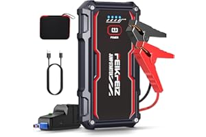 FEIKFEIZ Booster Batterie, 6000A de Courant de Pointe 26800mAh Grande Capacité Démarreur de Voiture (Jusqu'à Tout Le Essence et 8,0L Diesel Moteur), Jump Starter avec Port de Charge USB et lumière LED