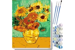 liziciti Malen nach Zahlen, Vincent Van Gogh Meisterwerk-Serie, Ölgemälde, Kunstwerke zum Selbermachen, für Erwachsene, Kinder, Anfänger, 40 x 50 cm, ungerahmt (Sonnenblumen)