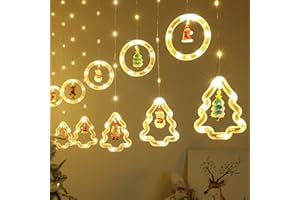 BLOOMWIN Xmas Window Lights, 3m Christmas Curtain Lights USB Xmas Tree Fairy Lights Novelty Window Winter Decorations for Bedroom Indoor Home, Warm White