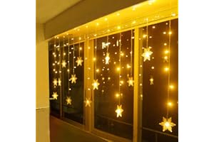 BELLALICHT Łańcuch świetlny LED, w kształcie płatka śniegu, oświetlenie bożonarodzeniowe, ciepła biel, na Boże Narodzenie, urodziny, wesele, 94 diody LED, kurtyna świetlna na zewnątrz, IP44, 31 V, niskie