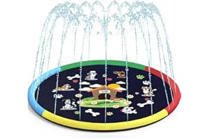 BOCTTCBO Sprinklers Pad for Kids and Dog, Splash Pad 67" Non-Slip Splash Play Mat, Summer Outdoor Water Toys, Inflatable Wading Pool for Toddler