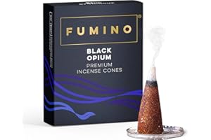 Fumino Cônes Encens Naturel Parfum Black Opium - 20 Cônes Encens Frais Masala Agarbatti Joss Smoke - Fragrances pour Relaxation, Méditation, Détente et Décoration Intérieure