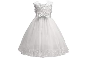 Discoball Girls Princess Dress,Tulle Bow Lace Embroidery Flower Girl Dress,Birthday Party Wedding Bridesmaid First Communion Girls' Dresses for 1-10 Years