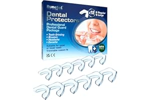 Runesol Ferula Descarga Bruxismo, 12 x Mixto, Férulas Dental Moldeable, Protector Bucal para Dormir, Ferulas de Descarga para Bruxismo, Ferula Dental Noche, Funda Dientes, Felulas Bucales Dentales