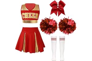 Kvysinly Girls Cheer Leader Costume School Cheerleading Dance Dress Kids Fancy Dress Up Outfits Shiny Uniform