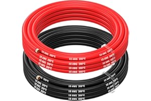 MMOBIEL Fil Électrique Câble en Cuivre Étamé - 2 Fils Séparés Rouge et Noir Chacun pour Drones, Imprimantes 3D, Batteries, Fils de Haut-parleurs, Bandes de Led (10 Awg, 2,5m)