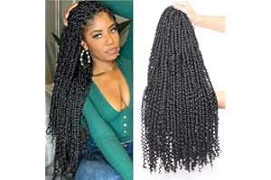Xtrend 22 inch Black Pre twisted Passion Twist Hair 8Packs 12 Strands/Pack Bohemian Pre Looped Synthetic Water Wave Natural Hair Crochet Braids Passion Twist Hair for Black Women 1B