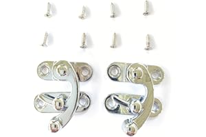 FANGHUIER Vintage Latch Box Clasp with Turn Button Lock, Zinc Alloy, 2 Pcs, 32x28mm, for Storage Boxes, Cabinets, Doors (Silver)