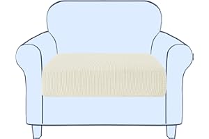 subrtex Sofa Seat Cushion Covers Stretch Polyester Fabric Seat Cushion Protector (1 Seater, Ivory)