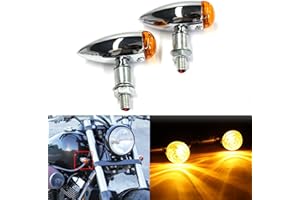JMTBNO 2X Cromo Frecce Moto Piccole Indicatori di Direzione per Moto Omologate Indicatore Luminoso Luci Lampada Bullet Retrò Luce Ambra 12V per Cruiser Chopper Bobber Cafe Racer Street Bike
