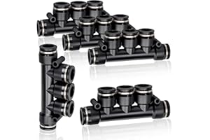 Bwintech 5 Pcs 10mm OD Droit Raccord Rapide 5 Voies en Plastique pour Conduite d'Air PK-10