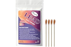 Pawfly 15 Tests Plomb Vaisselle (Immersion Eau), Kit Test Plomb Peinture, Ecouvillons Test Plomb Instantané Résultats 30s, Kit Test Plomb Rapide Maison Métal Jouet Bijou Bois