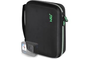 HSU Tragetasche Tasche für Action Kameras, Aufbewahrungstasche für Hero 12/11/10/9/8/7/6/5/4/3/Zubehör (M, Schwarz/Grün)