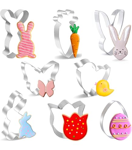 Set 9 Formine Biscotti Pasqua - Acciaio Inox - Coniglietto, Uovo, Carota E Altri