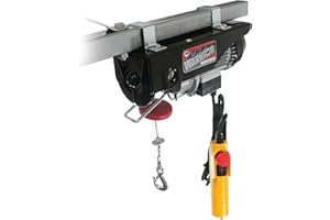 Warrior Winches Elektrische Hebezeugene 250kg 220 V mit Kabelfernbedienung - 18m Stahlseil, Überkopfanhebung, elektrisches Flaschenzugsystem, Ein- und Auslaufmotor, ideal für Garage, Lagerhäuser