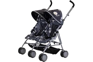 PLAY LIKE MUM Daisy Chain Zipp Twin Max Dolls Pushchair – Adjustable handles from 76-82cm. For ages 4,5,6,7,8 or 9 years. (Daisy Dot)