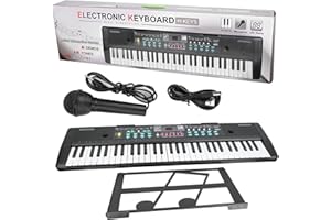CERLINGWEE Teclado electrónico 61 teclas Efecto de sonido de percusión 8 Teclado electrónico iluminado Instrumento musical para principiantes