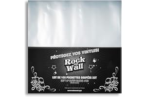 Rock On Wall - Pochettes vinyle 33 tours – Lot de 100 – Polyéthylène recyclé 80 microns – Protection anti-poussière, humidité et frottements – Fabrication française