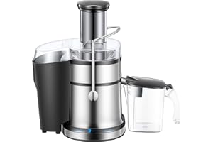 Licuadoras para Verduras y Frutas, Licuadora Prensado en Frio de Acero Inoxidable, 5 Modos de Velocidad, 75MM de Boca Ancha, 